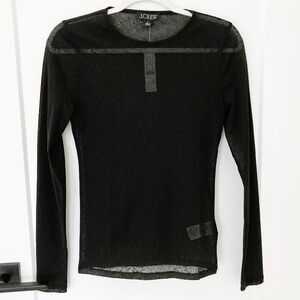 NWT J. Crew Black Sheer Long-sleeve Top - S